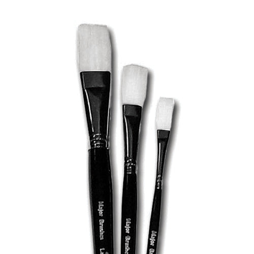 White Flat Synthetic Brushes Pack of 10